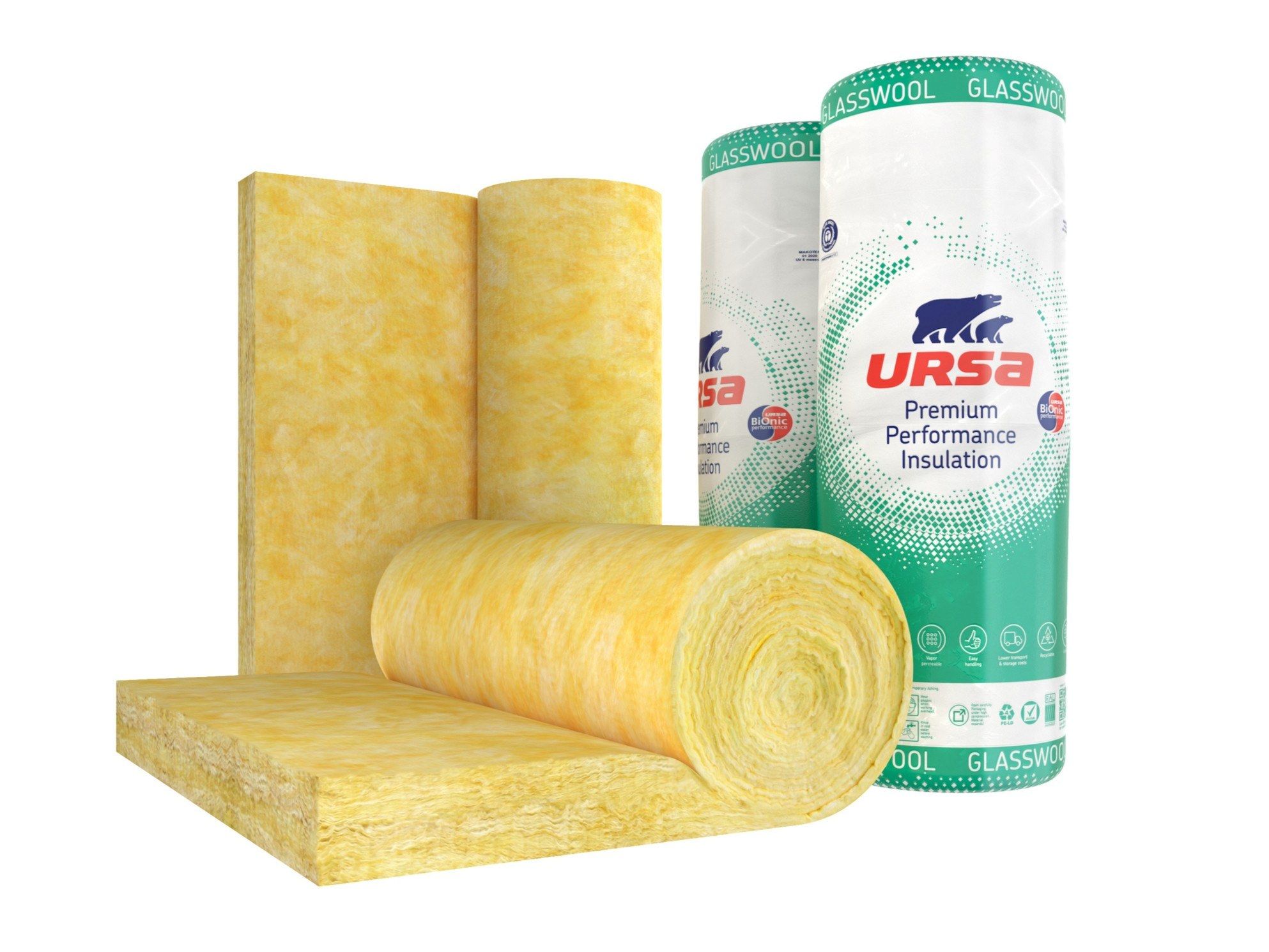 Водоотталкивающий рулонный войлок из стеклянной ваты Ursa URSA GLASSWOOL ARCH-00038943