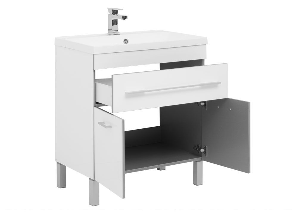 Тумба с раковиной Aquanet Верона NEW 75 белый (напольная 1 ящик 2 дверцы) 0018270600204118 - Вид №1