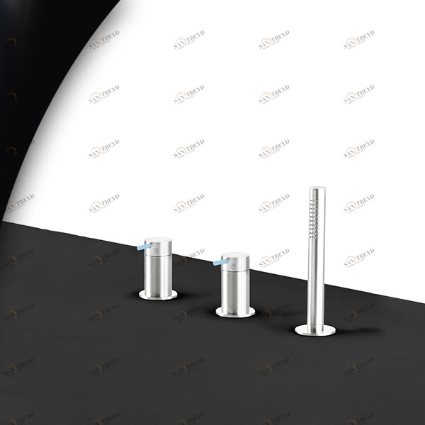 Смеситель для ванны глянцевая сталь с голубой ручкой Toki Radomonte TKI14LCIL27