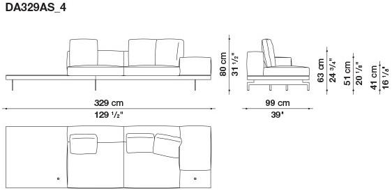 B&B Italia 3-х местный тканевый диван с шезлонгом Dock sun-id-1355318 - Вид №134