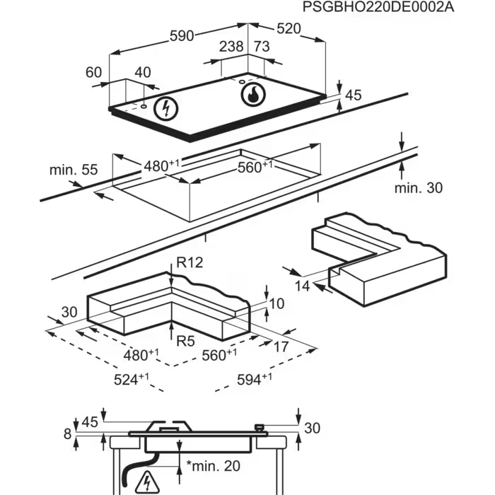 9124753 Газовая варочная поверхность AEG HKB64453NB STDN-0062374 - Вид №4