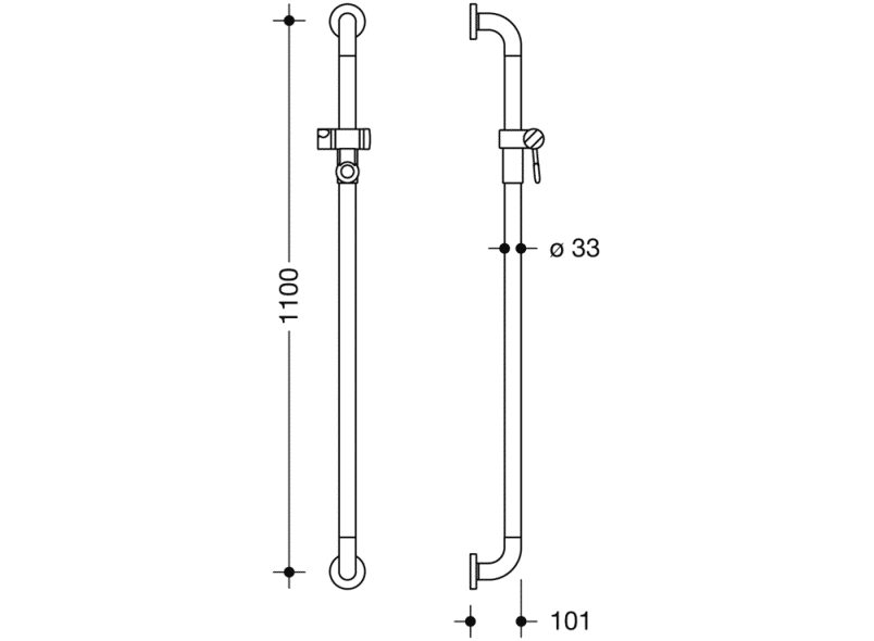 801.33.8120 Держатель для душа с опорной нагрузкой до 300 кг HEWI Greifen  - Вид №4
