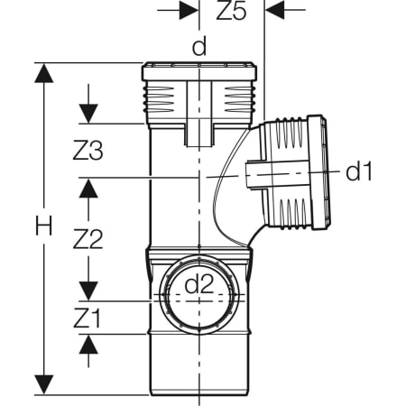 GEBERIT 390.570.14.1 Крестовина двухплоскостная комбинированная Geberit Silent-PP 87,5°, левая  - Вид №3
