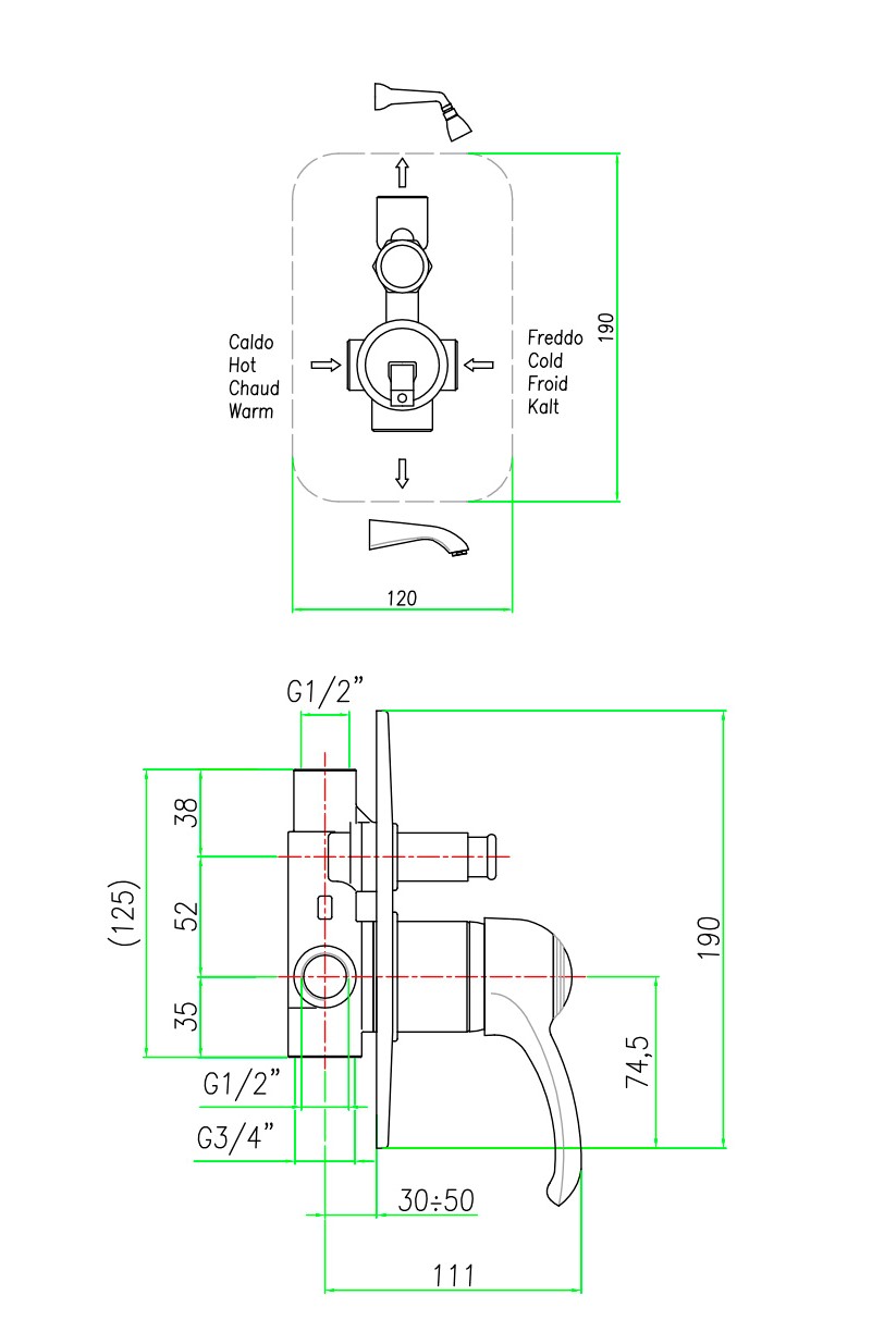 AU860101065 Смеситель для ванны Webert Aurora - Вид №2