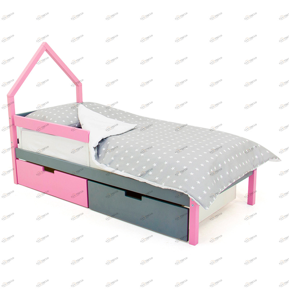 Детская кровать-домик мини Svogen лаванда, графит БЕЛЬМАРКО  326845 Розовый;серый Santreyd 