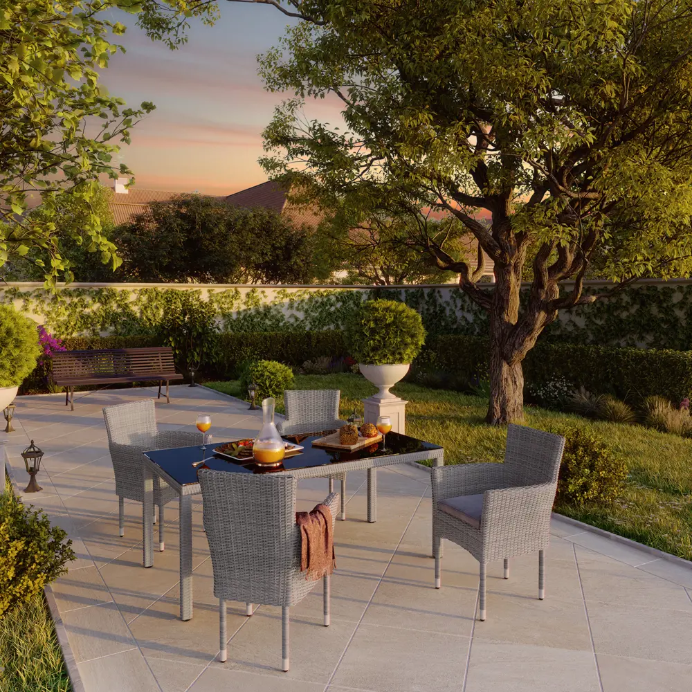 Садовая мебель NATERIAL Davos: алюминиевый стол со стеклянной столешницей 90x180 см 82509550 STLM-0028914 - Вид №7