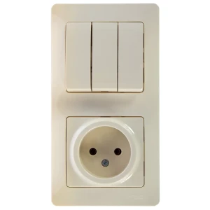 Блок выключатель с розеткой встраиваемый Schneider Electric Glossa 3 клавиши, без заземления, цвет бежевый 18189518 STLM-2000742