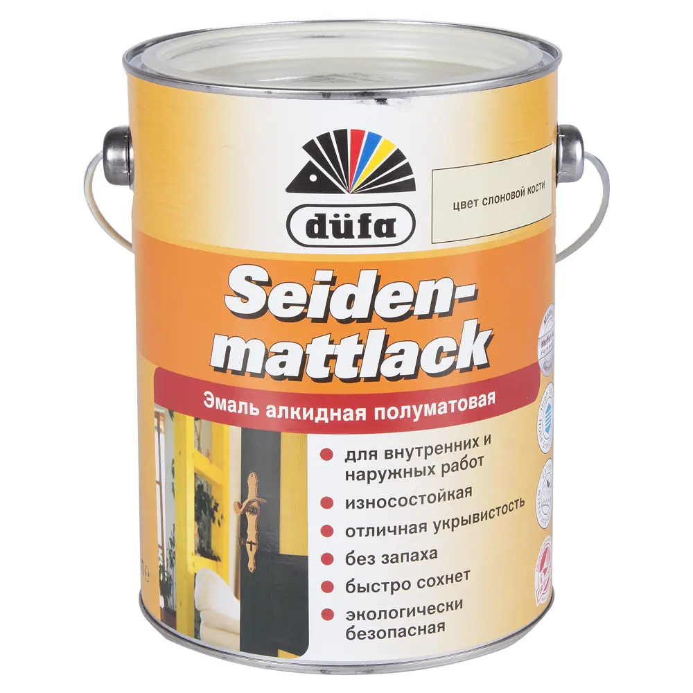 Эмаль полуматовая цвета слоновая кость Dufa Seidenmattlack 2.5 л STLM-2208153