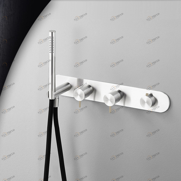 Смеситель для душа глянцевая сталь с бежевой ручкой Toki Radomonte TKI51LCIL28