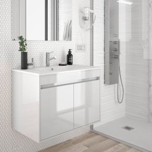 84980 SALGAR Мебель для умывальника NOJA 800 2 дв. WHITE GLOSS LACQUERED + Раковина Глянцевый белый