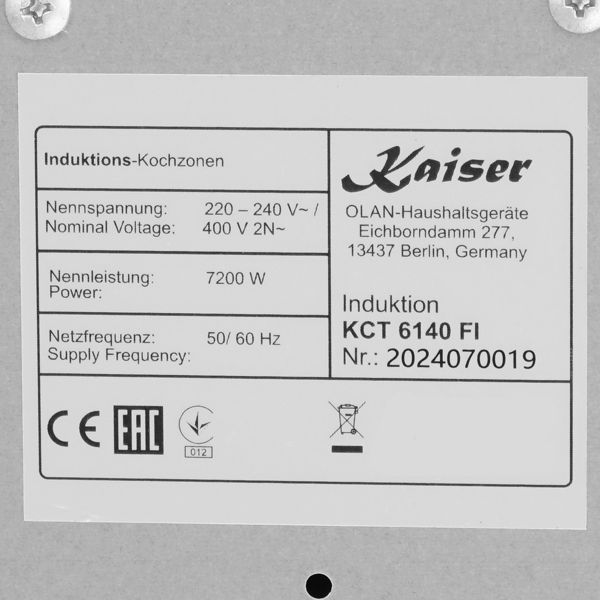 9229077 Индукционная варочная поверхность Kaiser KCT 6140 FI STDN-0066359 - Вид №4