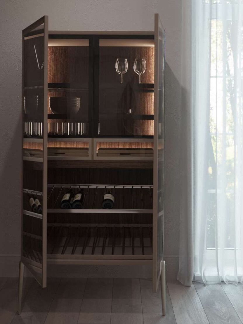 Деревянный и стеклянный барный шкаф со встроенным освещением EUPHORIA RIVA LOUNGE ARCH-00028697 - Вид №1