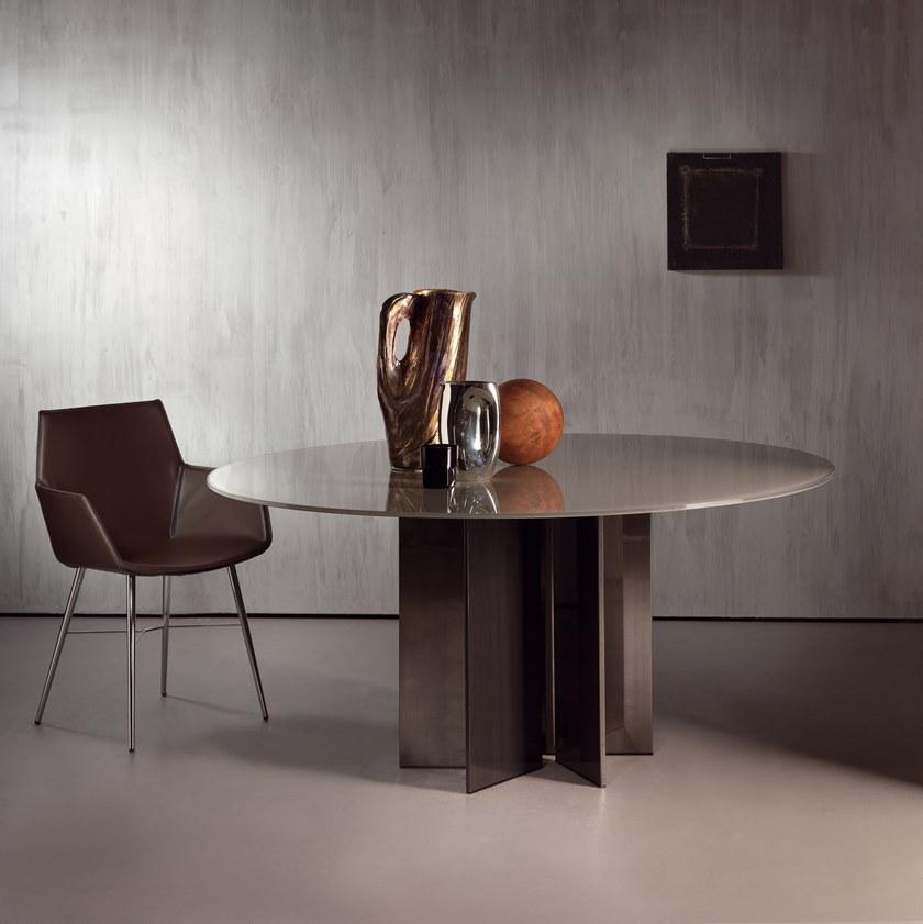 ACERBIS Круглый стеклянный стол со стальным основанием sun-id-1505478 - Вид №1