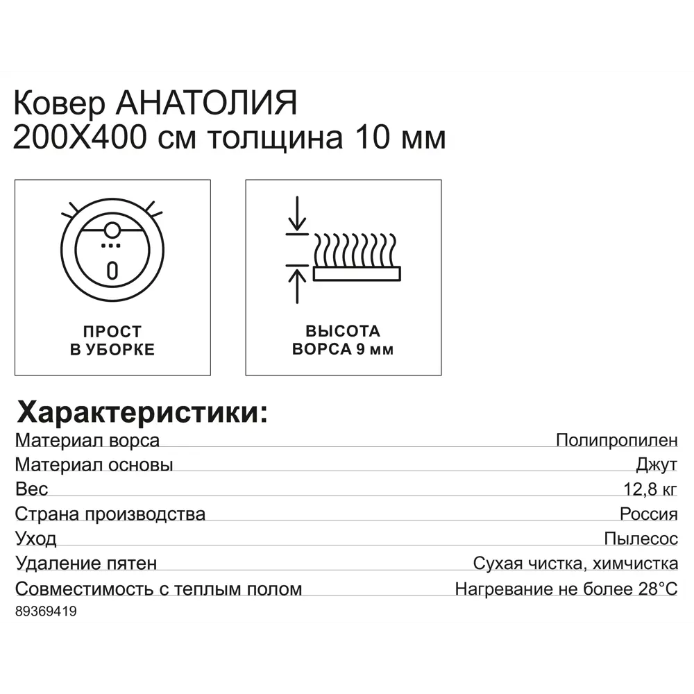Прикроватный коврик Анатолия 60x110 см полипропилен 84436_33 цвет синий 89411496 STLM-2192095 Santreyd  - Вид №6