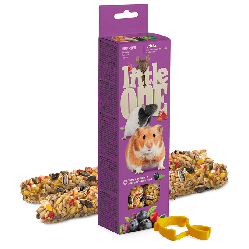 ПР0053602 Лакомство для грызунов Палочки для хомяков, крыс, мышей и песчанок с ягодами 2х60г Little one 