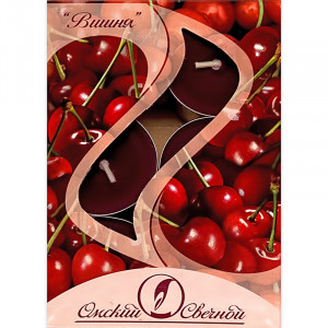 001822 Cвечи в гильзе ароматические 1.6 x 3.8 см 12 г 6 шт. Вишня Омский Свечной