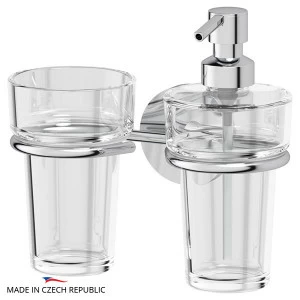 Держатель с прозрачными стаканом и дозатором 250 мл Ellux ELEGANCE ELE 007-C03
