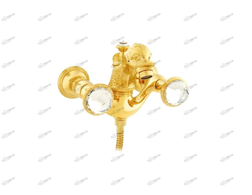 039218.E00.00 Душевой набор для ванны с кристаллами сваровски Золото 24К Mestre 