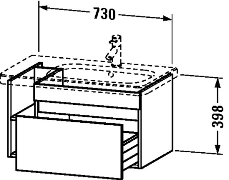 DS639304343 Тумбочка подвесная DuraStyle #DS6393 730 x 448 мм Базальт матовый, декор Duravit - Вид №1