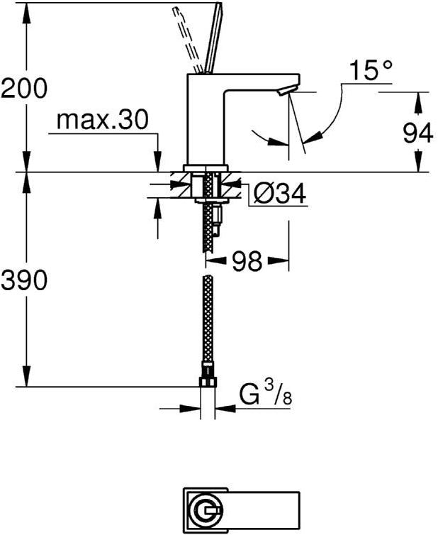 Смеситель для раковины GROHE Eurocube Joy с низким изливом, хром (23656000) - Вид №1