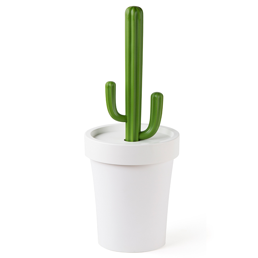 QL10278-WH-GN Контейнер для мусора cactrash, белый с зеленым Qualy 