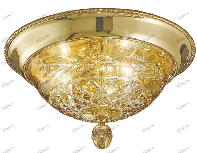 Possoni Illuminazione Потолочный светильник из чистого золота в оправе с янтарными кристаллами Clarissa 4500/plp