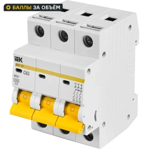 Выключатель автоматический IEK ВA47-29 3 полюса 63 A 11875523 STLM-2030726