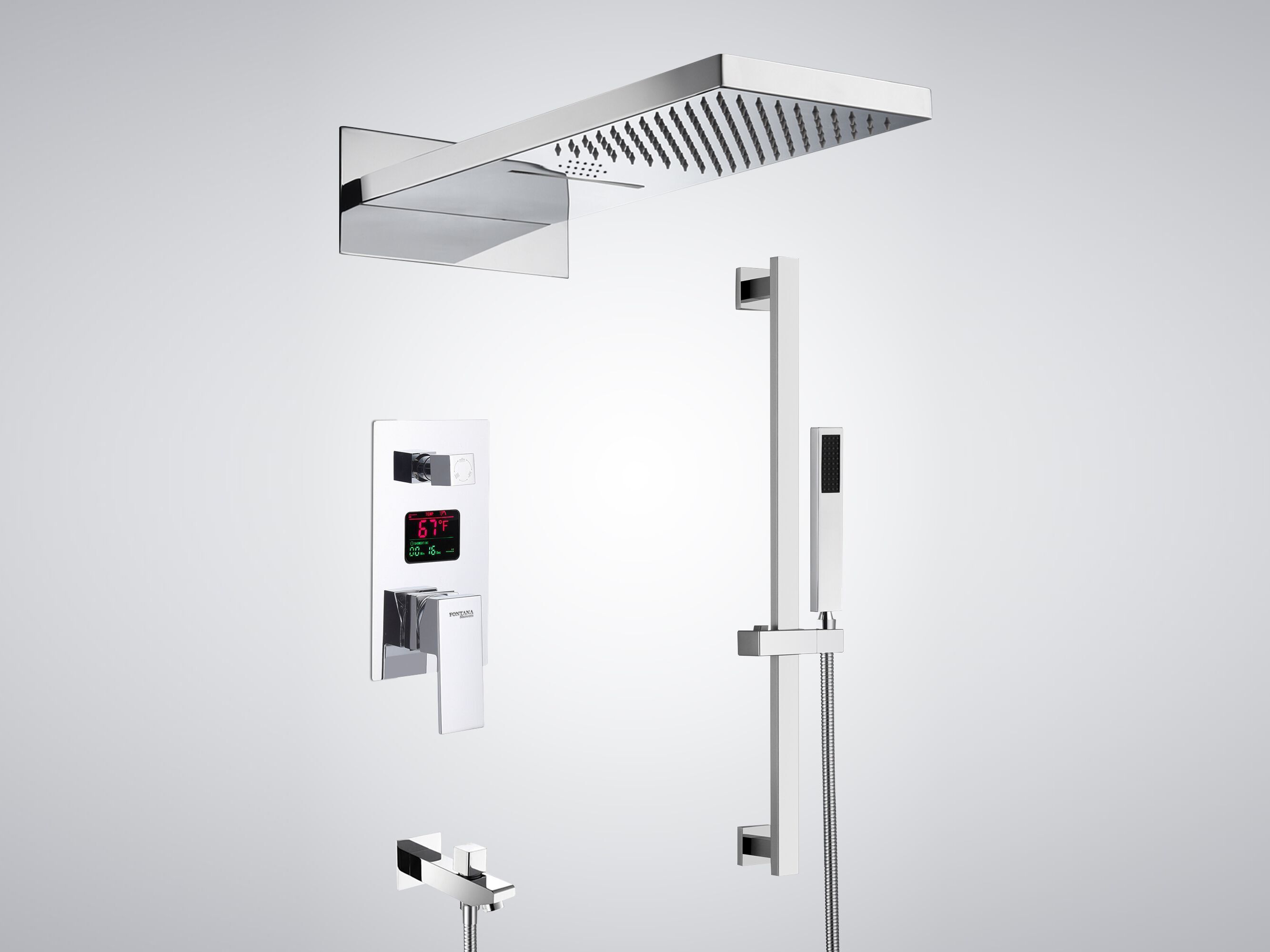 Утопленный набор для душа со светодиодной насадкой для душа Fontana Showers PICARDY ARCH-00078303