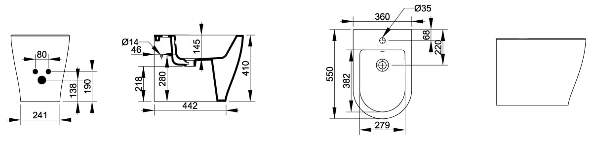 Керамическое напольное биде с переливом Ceramica Dolomite круглый мирт ARCH-00050276 - Вид №6