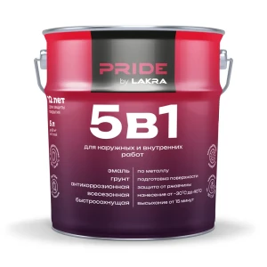 ЛАКРА Грунт-эмаль 5 в 1 для металла серый 5 л 89416439