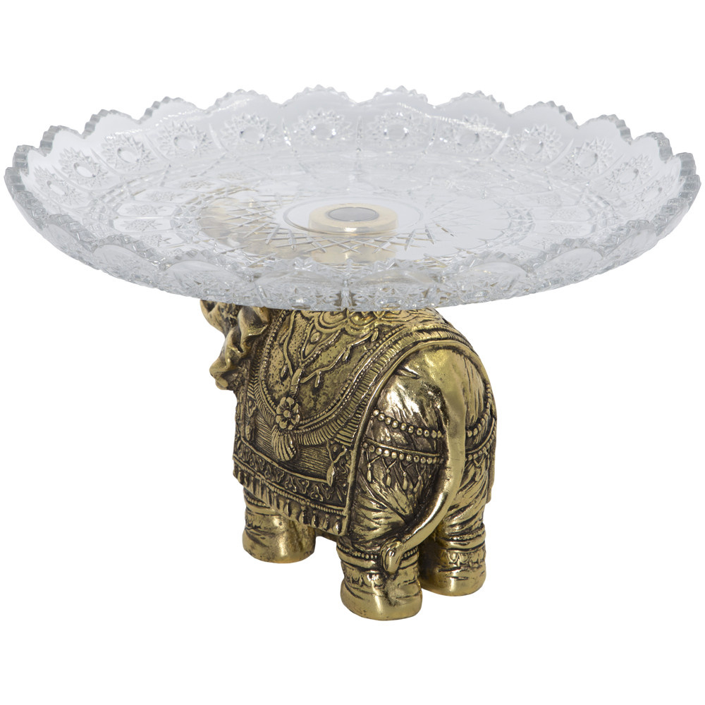 52095 BOGACHO Фруктовница-конфетница Слон индийский - 5 Бронза мрамор / стекло  - Вид №3