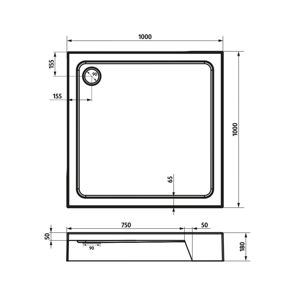 Душевой поддон SENSEA Basic 100×100 см для компактных решений 82658161 STLM-0032997 - Вид №6
