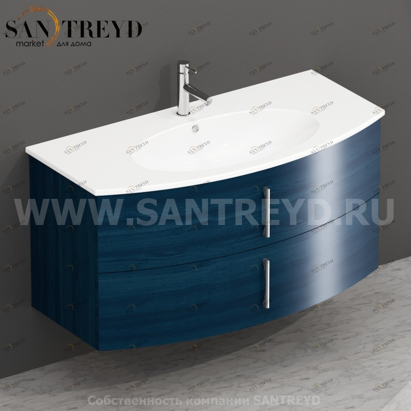 MDMC10Y6083 Тумба с двумя ящиками 100 см синяя Globo 4ALL Италия Ceramica Globo