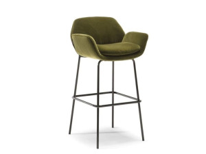 Высокий тканевый стул со спинкой