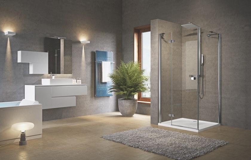 NOVELLINI Угловая душевая кабина с распашной дверцей и неподвижным бортиком Brera sun-id-1440181 - Вид №1