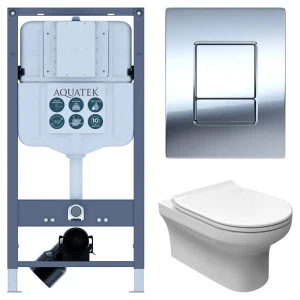 Комплект инсталляции Aquatek Pneumo N 49 с унитазом тип ободка закрытый Sensea Favori клавиша Aquatek Pnn-0000002 серая