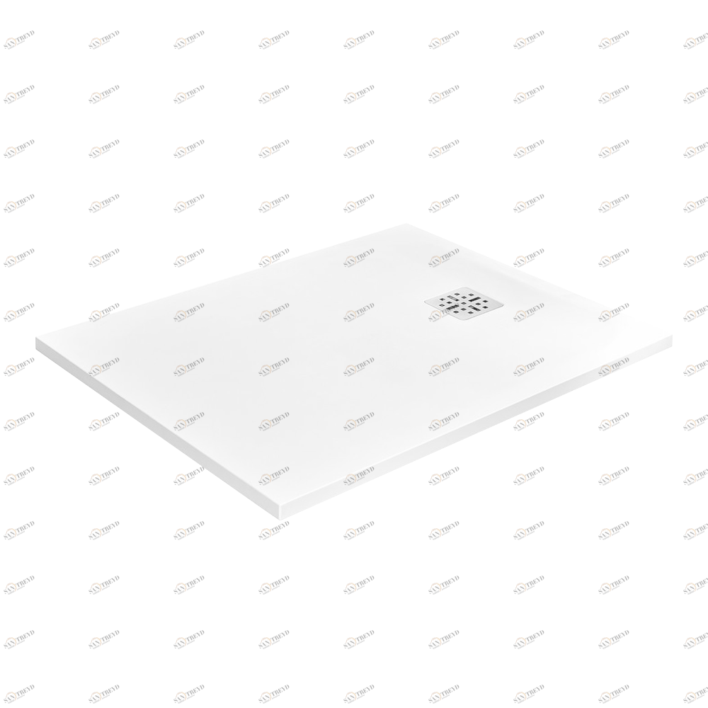 B15-R501 Душевой поддон POLLENSA 80 x 120 см, с выпуском и решеткой из матовой нержавеющей стали Thg-paris Поддоны Матовый белый 