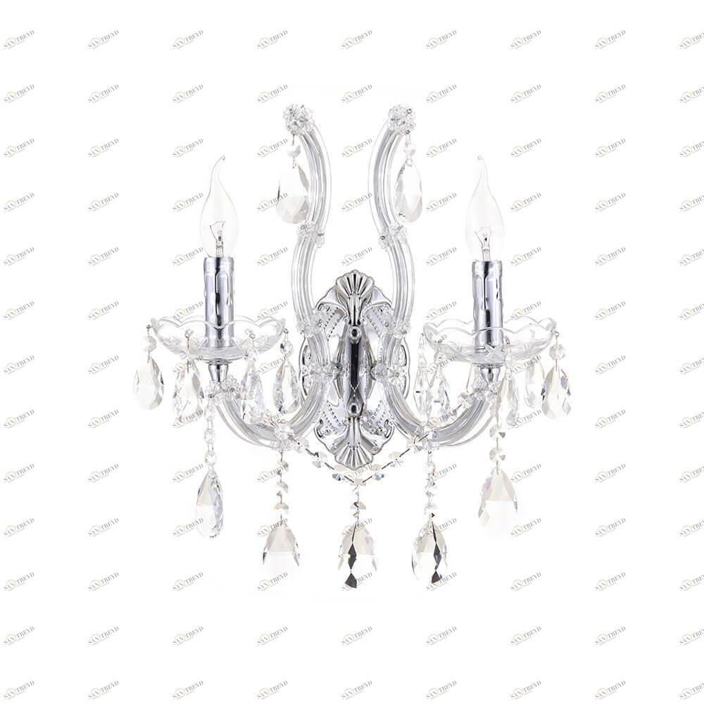 Бра хрустальное на 2 лампы хром "Лавена" 0026/2W-CR LUMIEN HALL СВЕЧА 00-3931707 Прозрачный;хром 