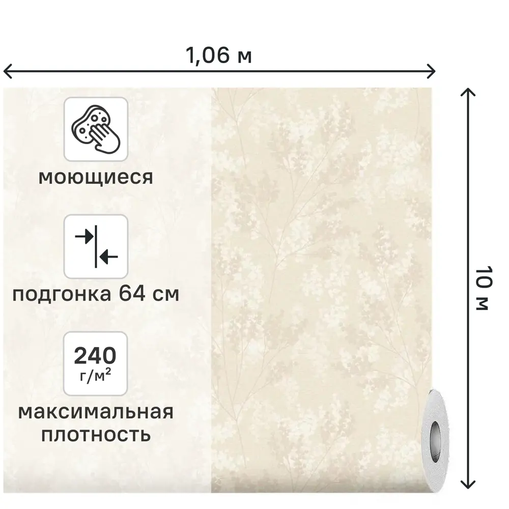 Обои флизелиновые Grandecolife Kantri 1 бежевые 1.06 м R207102 89458575 STLM-2124228 - Вид №1