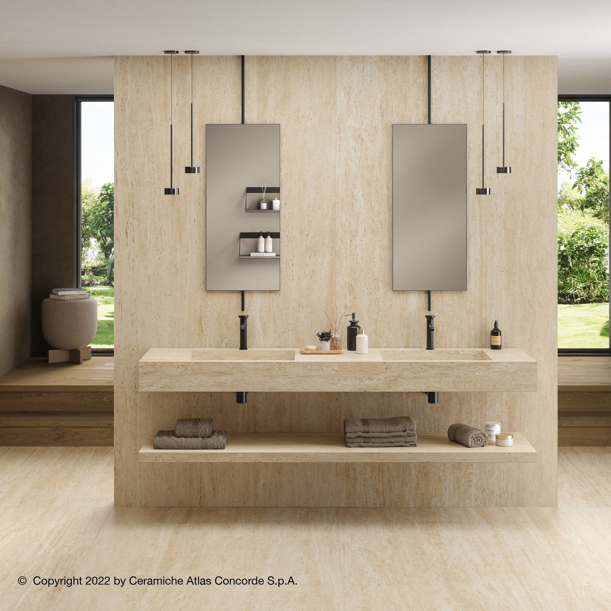 Пол / керамогранит с мраморным эффектом Atlas Concorde Marvel Travertine ARCH-00039068 - Вид №22