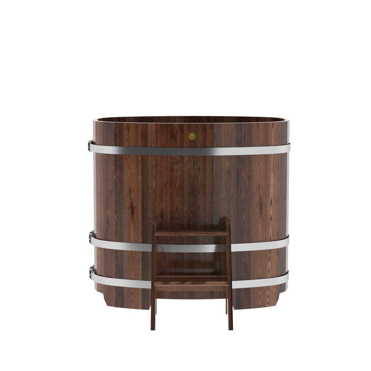 1145 Купель овальная из лиственницы 0,76х1,16х1,1 морёная премиум Alyarus  - Вид №3