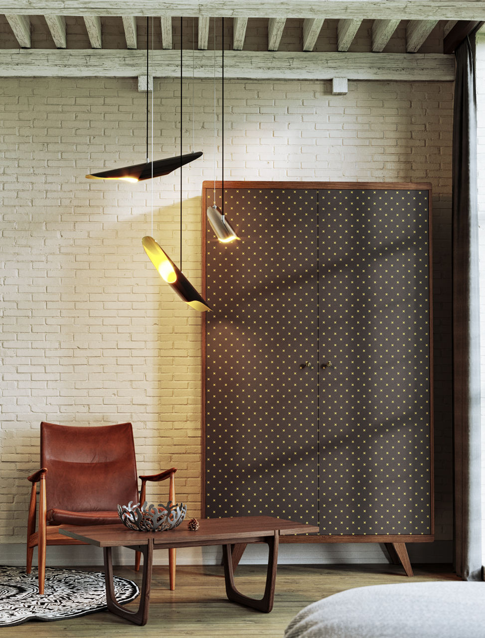 Шкаф распашной двухдверный беленый дуб с бело-фиолетовым принтом Thimon THE IDEA  210344 Бежевый;белый;голубой;разноцветный  - Вид №2