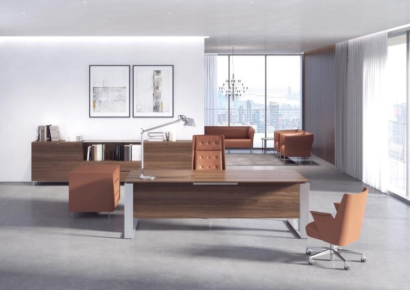 ESTEL GROUP Рабочий стол из дерева и стекла с системой прокладки кабелей Altagamma sun-id-1376071 - Вид №1