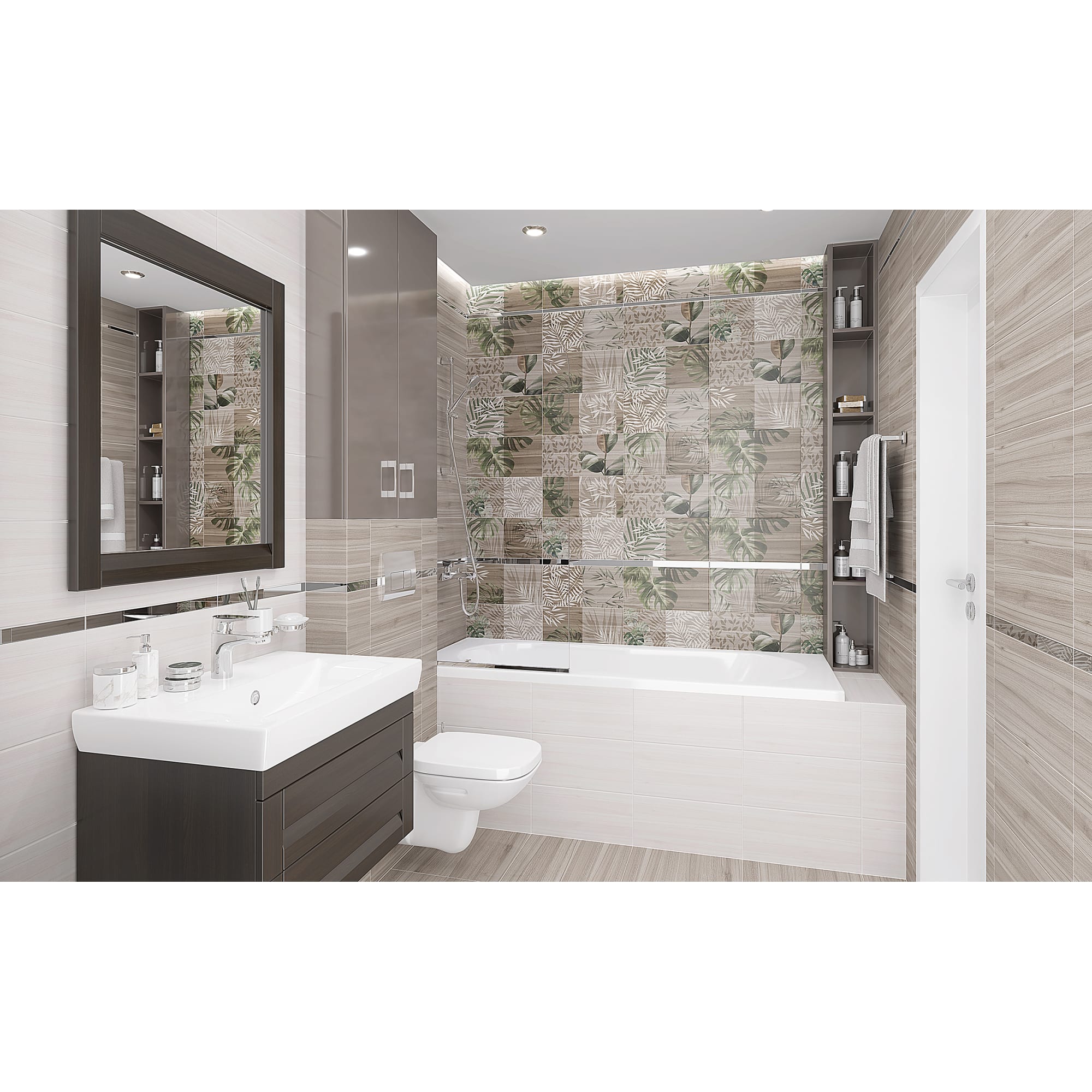 82794814 Плитка настенная 20х40 см 1.2 м² цвет серый Organic Santreyd - Вид №2