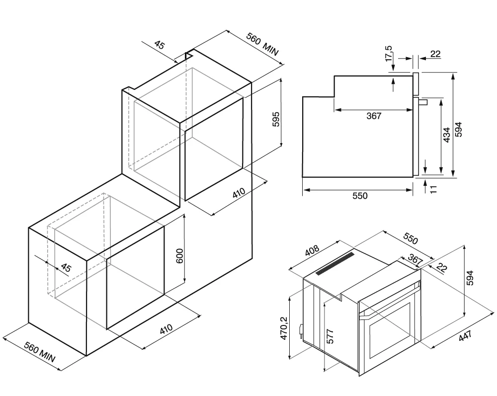 9163546 Электрический духовой шкаф KRONA LINDE 45 BL черный KRONA1 STDN-0149754 - Вид №10