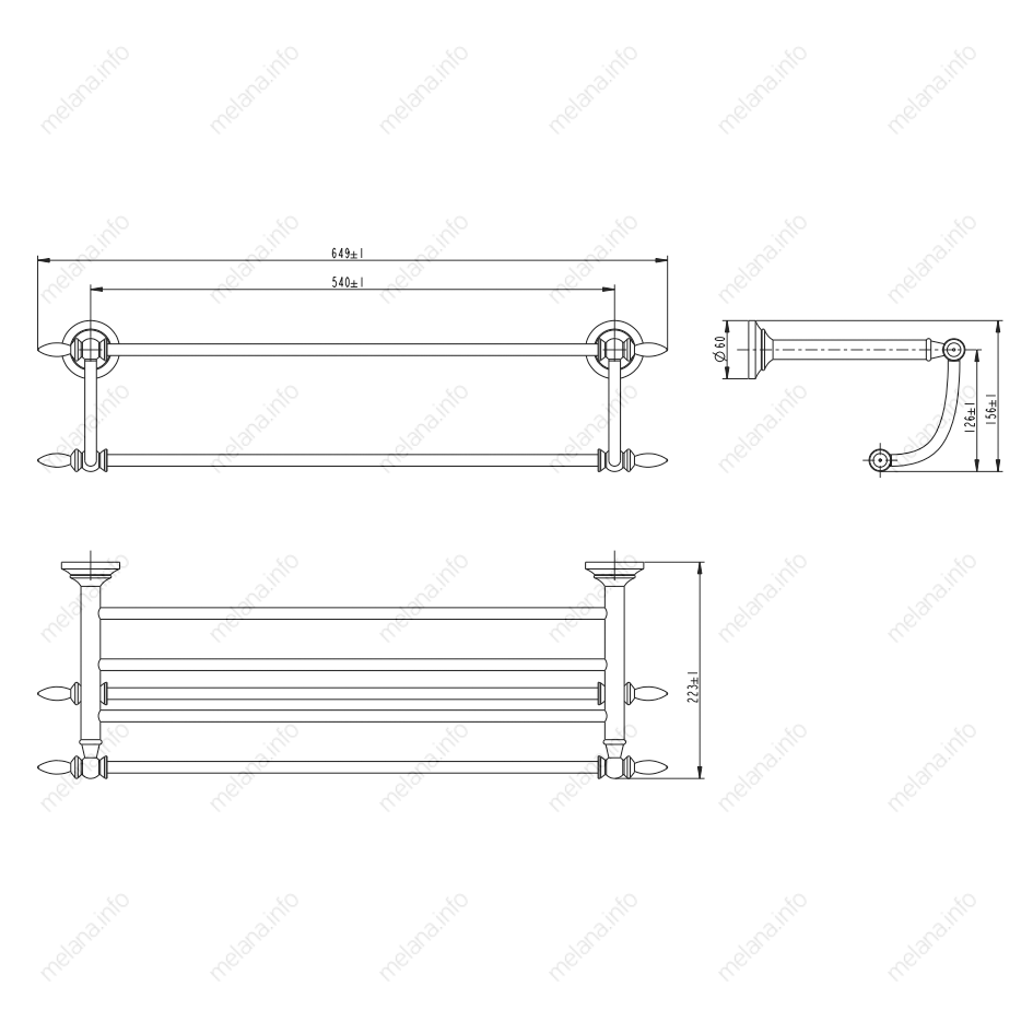 Полка для полотенец MELANA хром+золото MLN-820003 820 серия - Вид №1