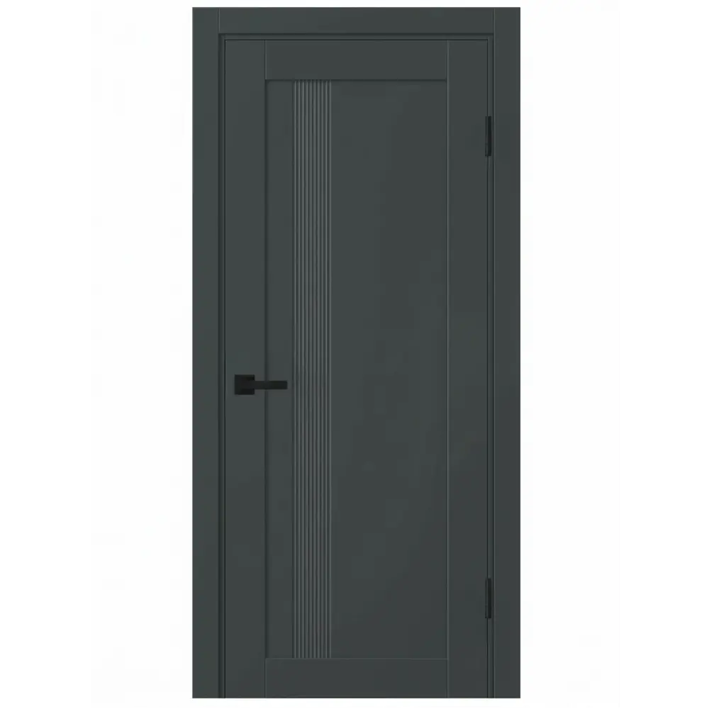 Дверь межкомнатная глухая Калга 60x200 см ПВХ цвет графит с замком и петлями 89461616 STLM-2070695 KREAFORTA 