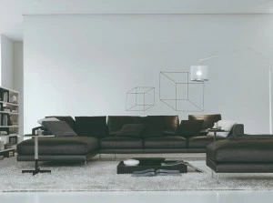 JESSE Кожаный диван на санках с шезлонгом Brian