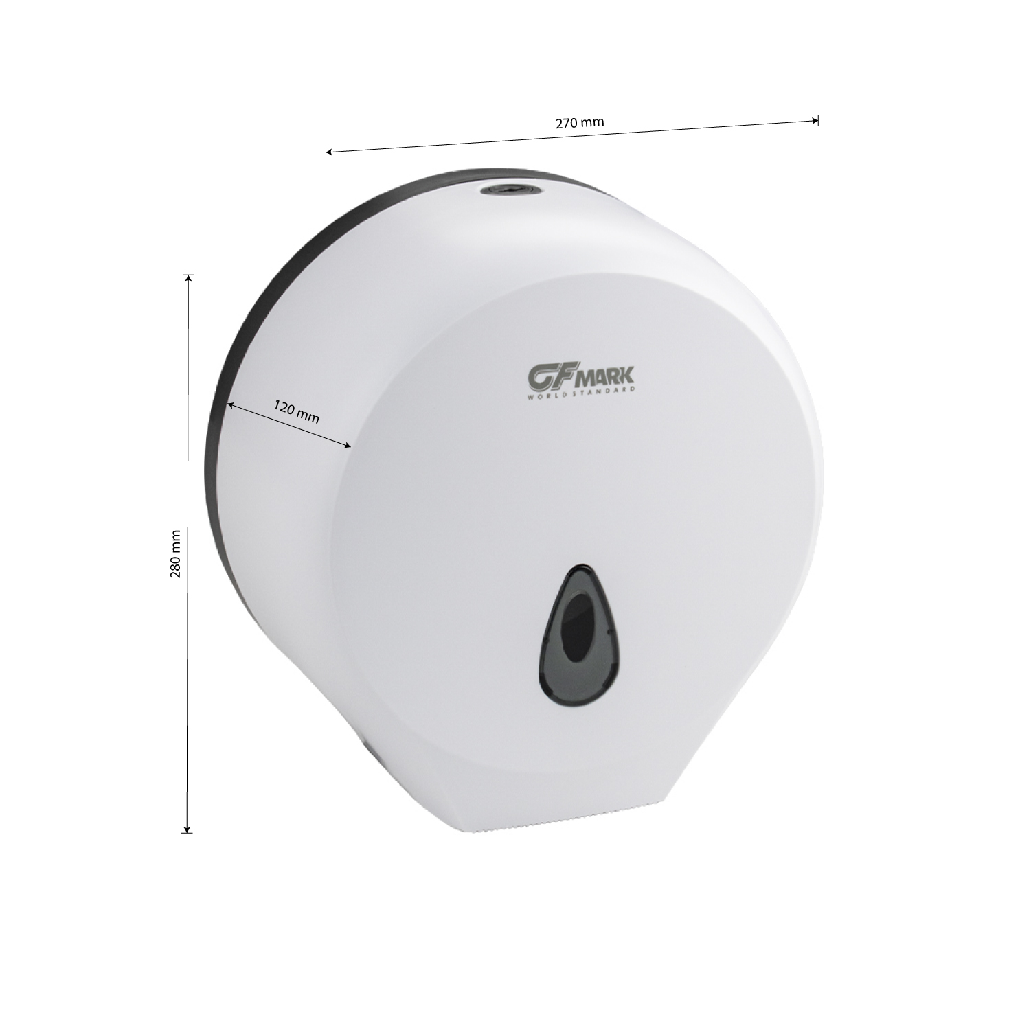 GFmark - Диспенсер для туалетной бумаги - барабан, ПРЕМИУМ, пластиковый, БЕЛЫЙ, с глазком - капля, с ключом, код: 915  - Вид №6