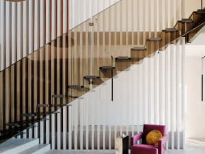 Прямая лестница из стекла